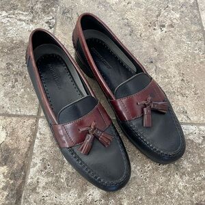 Johnston & Murphy Black Brown Tassel Loafers Size UK 11 US 12 Narrow Leather